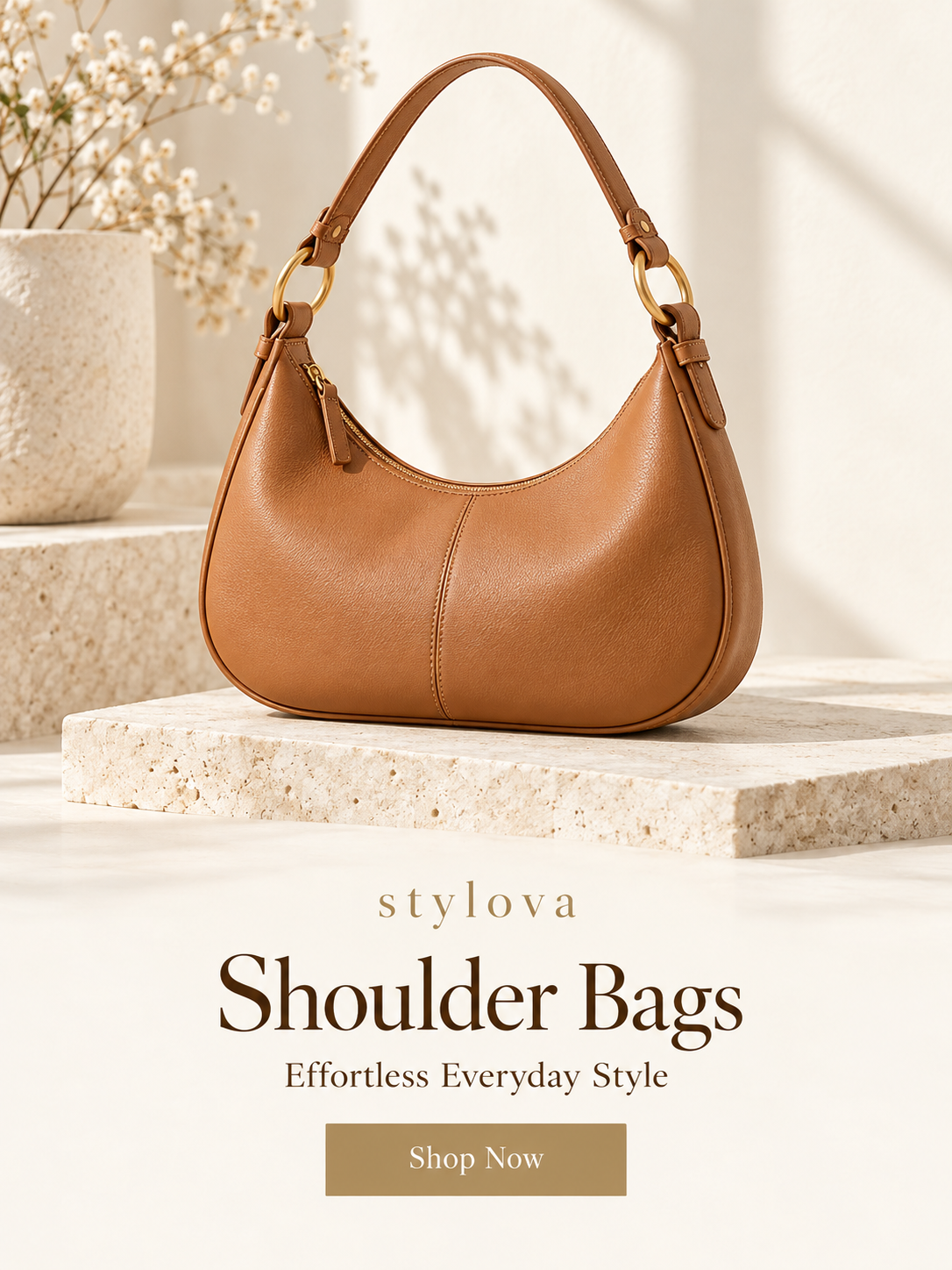 caramel crescent bag, effortless style
