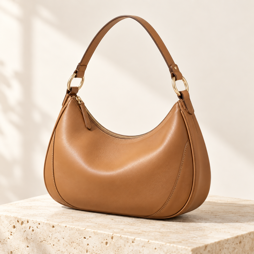 caramel tan crescent shoulder bag 6