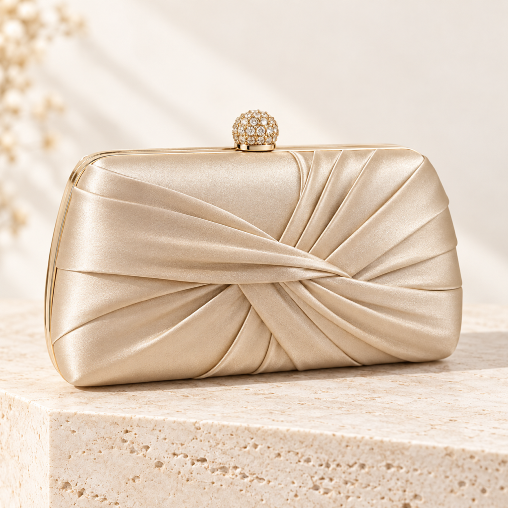champagne satin evening clutch 7