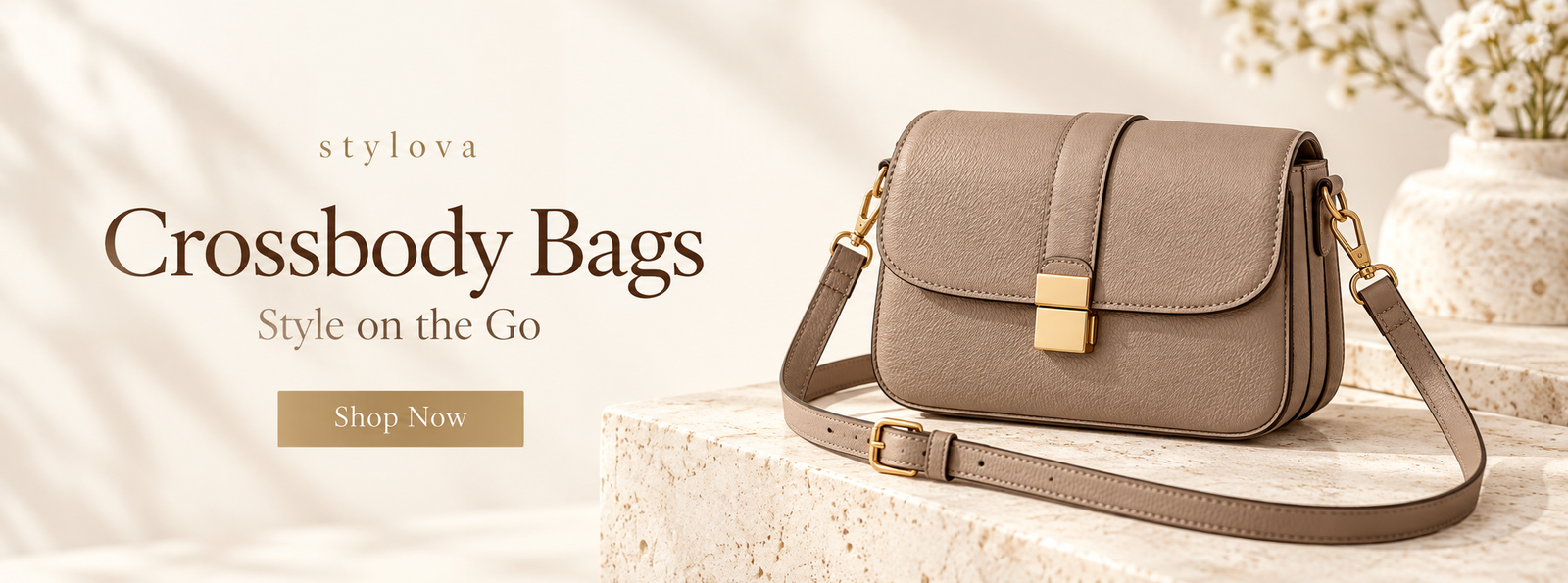 elegant taupe crossbody bag banner 3